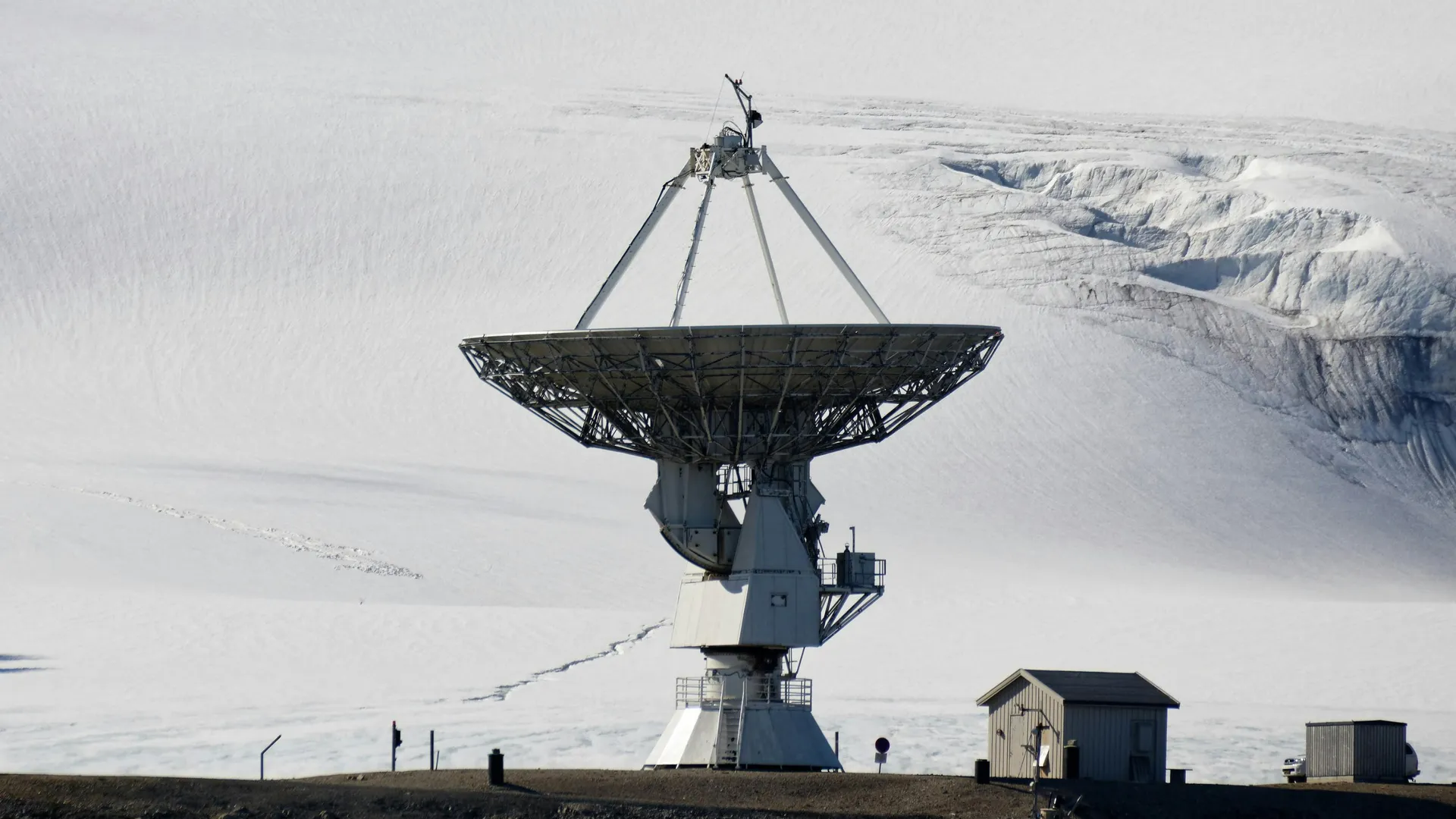 Satellite dish in arctic environment