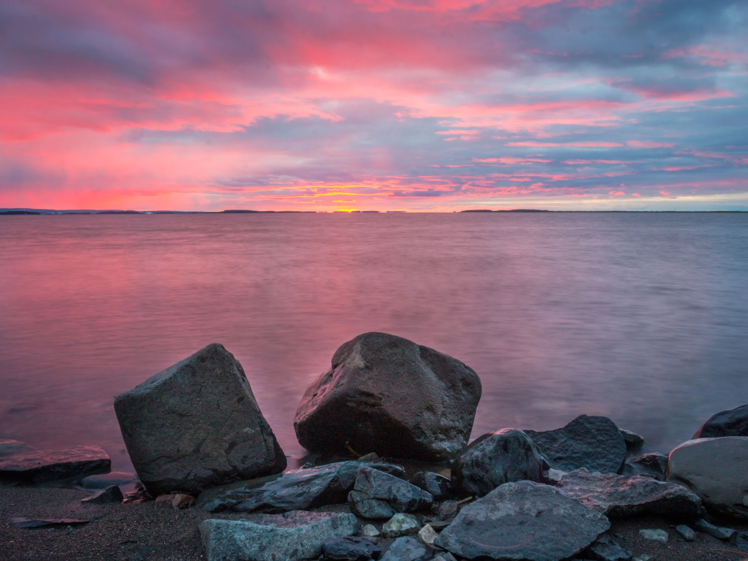 Photo of a bay during sunset.
